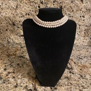 Richelieu Vintage stamped 3 strand faux pearl necklace